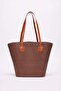 Women's Studded Detailed Straw Shoulder Bag