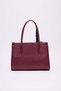 Women's Faux Leather Textured Bag with Scarf Detail - 4