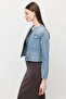 Women's Pocket Detail Collarless Denim Jacket - 3