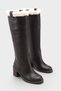 Women's fur detailed thick heeled boot jerote coffee