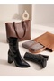 Mr902 |   Women's Shiny Wrinkled Special Pattern Pointed Toe Premium Leather Heeled Boots – Elegant & Stylish - 2