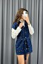 Navy Blue Drop Belted Denim Vest - 3