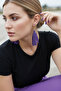 Gold Color Chain Earrings – Purple Color Tassel Design - 5