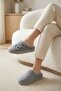 Women's Gray Teddy Bear Furry House Slippers Bynday01 - 6