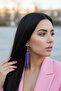 Gold Color Chain Earrings – Purple Color Tassel Design - 7