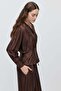 Women's V-Neck Buttoned Textured Blouse - 4