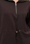 Women's Collared Zippered Knitted Sweatshirt with Drawstring Waist - 5