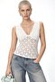 Mixray Women's Sleeveless Lace Cutout V-Neck Blouse
