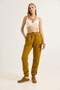 Olive Green Three-Thread Elastic High-Waist Comfortable Fit Sweatpants with Embroidery Detail - 2
