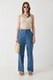 Blue Cotton Woven Trousers with Elastic Waist at the Back, Wide Legs, Comfortable Cut, and Pockets