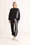Black Shardonlu Three-Thread Stretch Fabric Side Stripe Embroidered Casual Comfortable Cut Pants