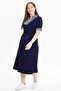 V-Neck Striped Navy Blue Standard Women's Dress 25Ysl7585-Bb - 2