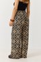 Black Viscose Fabric Elastic Waist Loose Fit Self-Belted Ethnic Patterned Trousers - 4