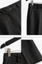 Black Woven Fabric Elastic Waist Spanish Flare Double Button Adjustable Detailed Trousers - 2
