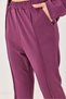 Plum Stretch Fabric High Waist Oversize Relaxed Fit Embroidery Detailed Sweatpants - 3