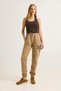 Mink Colored, Three-Threaded, Flexible, Textured, Elastic-Waisted, Comfortable-Fitting Pants with Embroidery Details. - 3