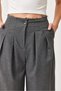 Smoked Viscose Blended Fabric High Waist Pleated Detailed Loose Cut Wide Leg Pants - 3