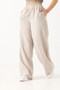 Ecru Tencel Fabric Wide-Legged Pants with Elastic Waist and Adjustable Detailing - 4