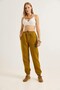 Olive Green Three-Thread Elastic High-Waist Comfortable Fit Sweatpants with Embroidery Detail