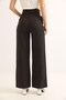 Black Woven Fabric Cross-Waist Model Wide-Leg Button Detailed High-Waist Trousers - 2
