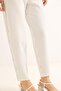 White Striped Patterned High Waist Carrot Model Double Button Palazzo Form Woven Fabric Trousers - 2