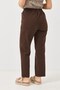 Brown Canvas Fabric Mom Form Trousers with Elastic Waist and Adjustable Detailed Pockets - 4