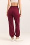 Burgundy Two-Strap Stretch Fabric Elastic Waist Printed Pocketed Comfortable Fit Sweatpants - 5