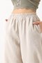 Ecru Tencel Fabric Wide-Legged Pants with Elastic Waist and Adjustable Detailing - 5