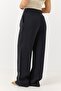 Black Seasonal Textured Fabric High Waist Elastic Adjustable Detailed Comfortable Cut Pants - 4
