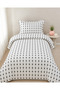 Single Bedding Set 100% Cotton Heart and Bow Ornament Overlocked Ruffle