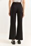 Black Modal Soft Textured Comfortable Cut Pants with Elastic Waist Detail - 4