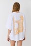 White Crew Neck Short Sleeve Comfortable Fit Leopard Print Detailed Knitted Cotton T-Shirt - 5