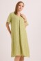 Green Cotton Viscose Woven V-Neck Comfortable Fit Flexible Textured Short Sleeve Dress - 3