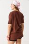 Brown Cotton Textured Crew Neck Short Sleeve Standard Fit Front Printed Knitted T-Shirt - 4