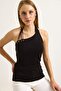 Black Knitwear Neckline Detailed One-Shoulder Strap Ribbed Textured Slim Fit Knitted Blouse - 3