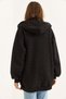 Black Three-Thread Hooded Oversize Kangaroo Pocket Stone Detailed Zippered Sweat Cardigan - 7