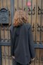 Black Woven Fabric Classic Collar Long Sleeve Oversize Single Button Jacket with Flap Pockets - 6