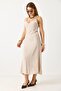 Cream Ayrobin Fabric Thin Straps V-Neck Comfortable Fit Midi Length Casual Dress