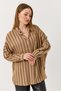 Mink Cotton Blend Shirt Collar Drop Shoulder Oversized Striped Patterned Buttoned Shirt