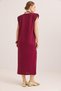 Burgundy Cotton Knitted Fabric Crew Neck Shoulder Padded Comfortable Cut Sleeveless Dress - 4