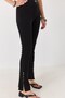 Black Corduroy High Waist Spanish Leggings with Stone Detail Comfortable Cut Leggings - 4