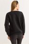 Black Three-Thread Fabric Crew Neck Drop Shoulder Relaxed Fit Beaded Embroidered Sweatshirt - 4