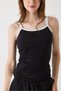 Black Camisole Ribbed Textured Thin Strap Slim Fit Cropped Blouse Suitable for Daily Use - 4