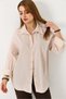 Stone Color Classic Collar Long Sleeve Off-Shoulder Oversize Shirt with Stone Detail Buttons - 3