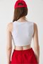 White Stretchy Camisole Fabric Slim Fit Sleeveless Crop Blouse with Chest Decolletage Detail - 5