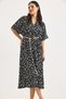 Black Woven Polyester Dress with Elastic Waistband Detail, Slit and Flared Shape - 4