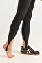 Black Stretchy Textured High Waist Slim Fit Yoga Leggings with Foot Loop Detail - 4