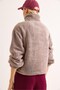 Light Brown Welsoft Soft Textured Stand Collar Zipper Detailed Embroidered Sweatshirt - 6
