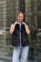 Black Faux Fur Textured Sleeveless Shiny Soft Polyester Fabric Layered Look Vest