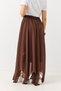Brown Chiffon Fabric Elastic Waist Asymmetrical Cut Lined Skirt with Stone Detail Casual Skirt - 5